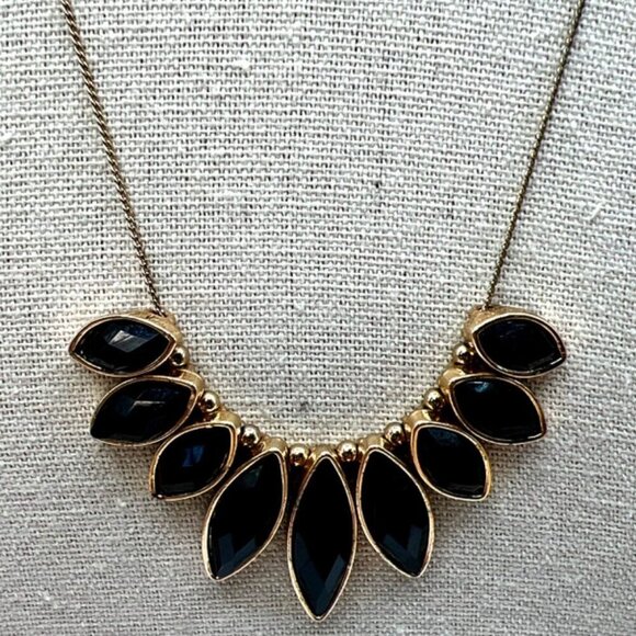 Black & Gold Teardrop Statement Necklace   B85 - Picture 1 of 9